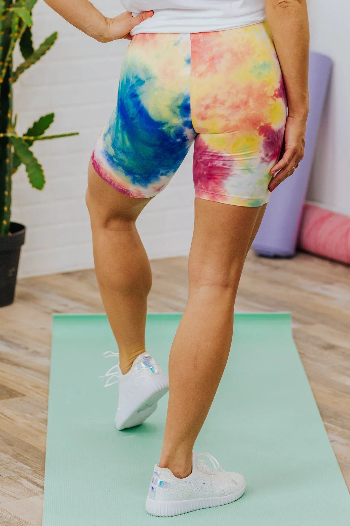 Bikin' For A Livin' Tie Dye Bike Shorts in Ice