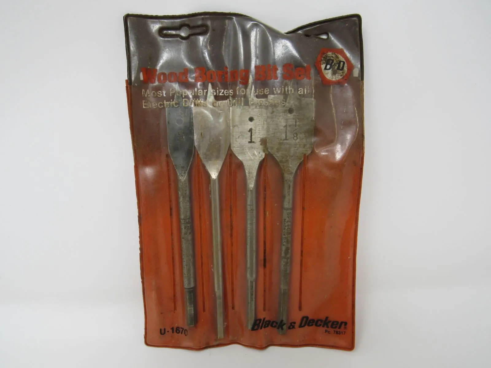 Black & Decker Wood Boring Drill Bits Set of 4 U-1670 Vintage -- Used