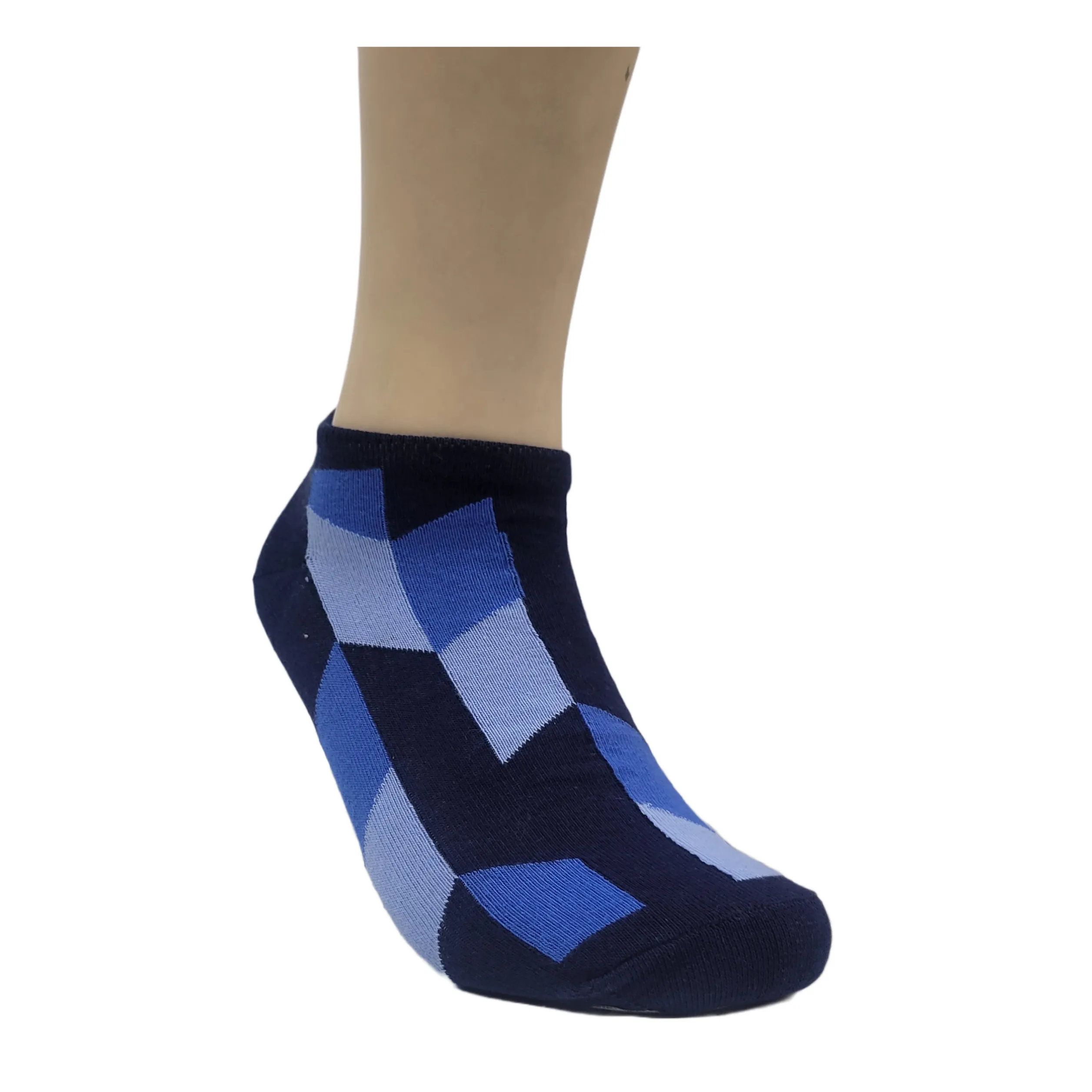 Blue Patterned Ankle Socks (Adult Medium - Women's Shoe Sizes 5-10)