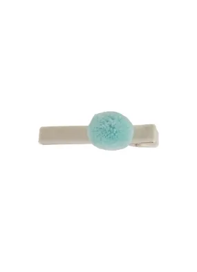 BON DEP - Aligator clip w pompom - Ivory Ice blue