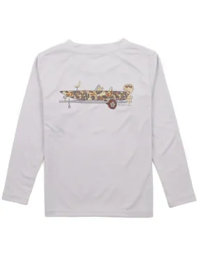 Boys Performance Tee LS Camo Boat Ice Grey