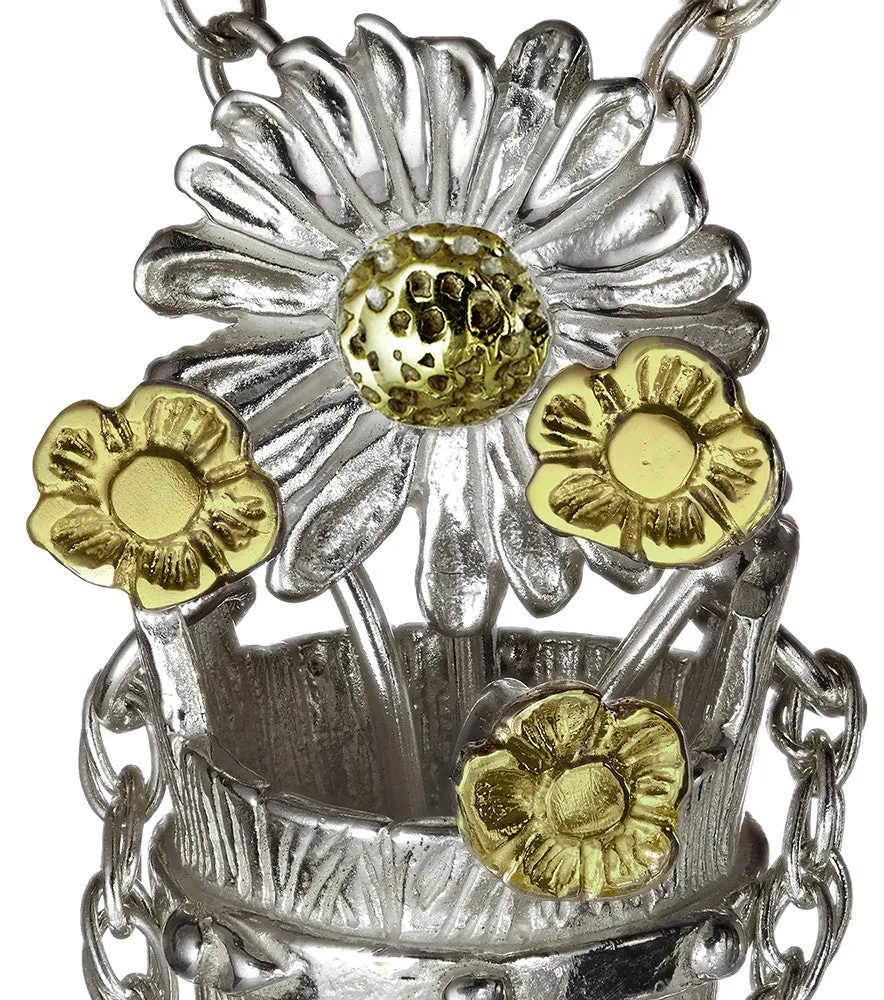 Bucket Full of Flowers Pendant