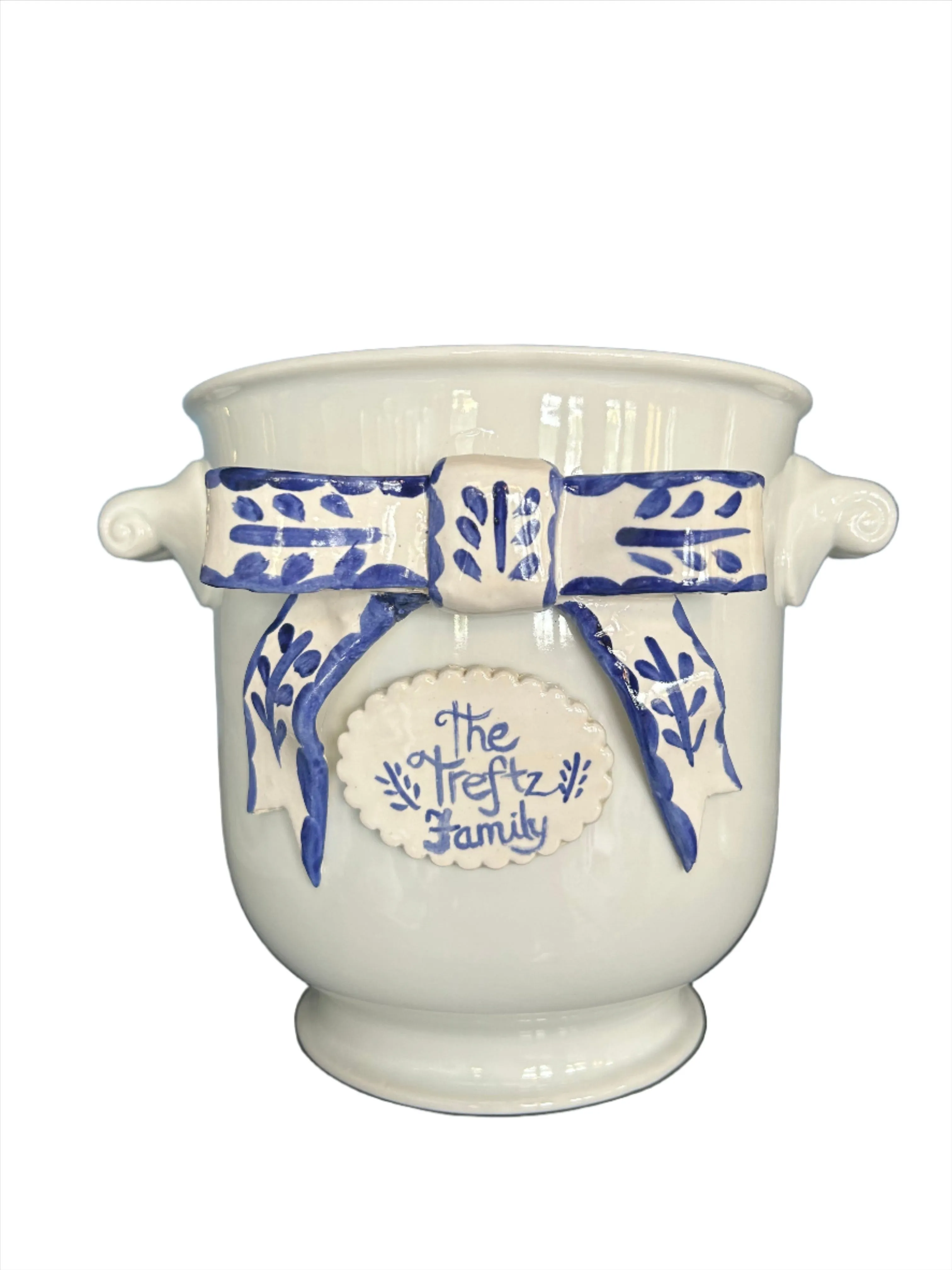 Cache Pot with Bow (blue)