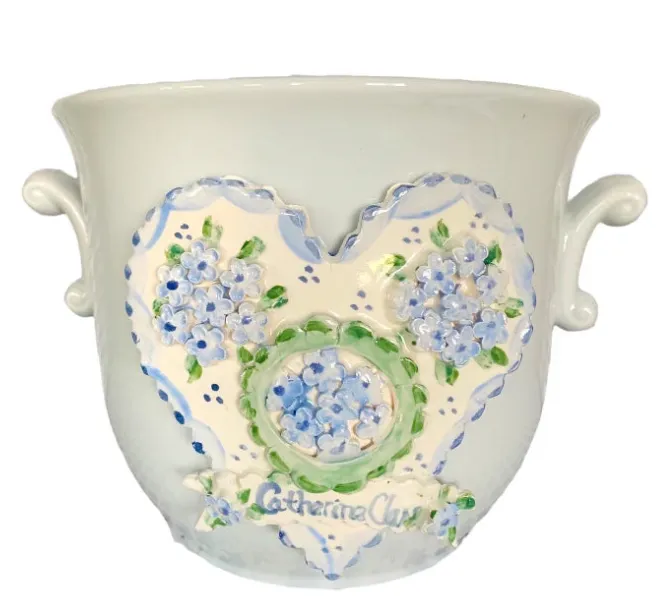 Cache Pot with Heart and Bouquets