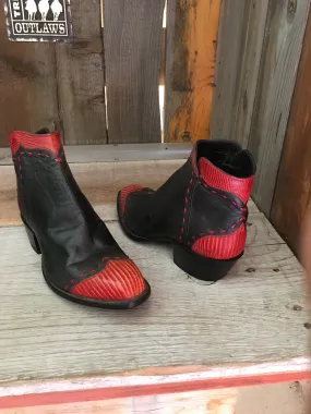 Calf  & Lizard  Black  Red Tips Tres Outlaws  Flamingo Zip Boot 1918