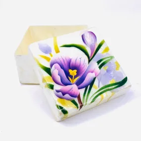 Capiz Shell Trinket Box 17, Crocus