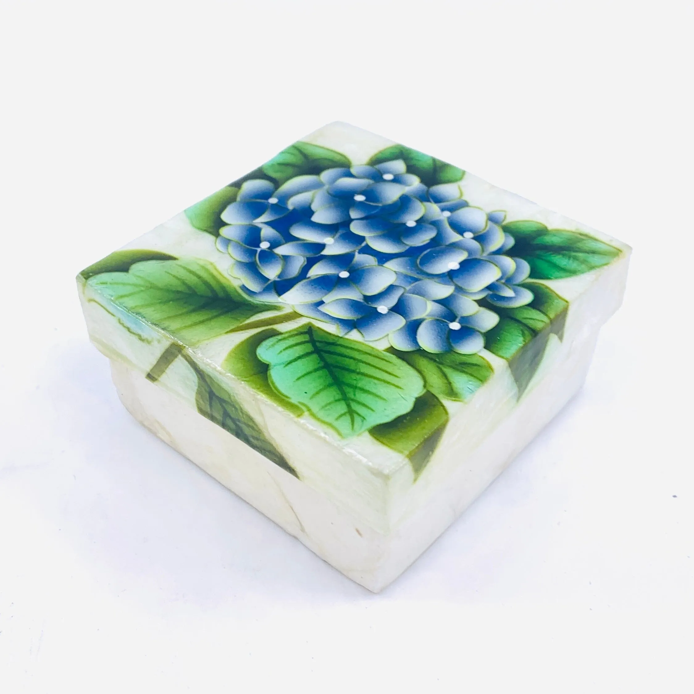 Capiz Shell Trinket Box 21, Hydrangea