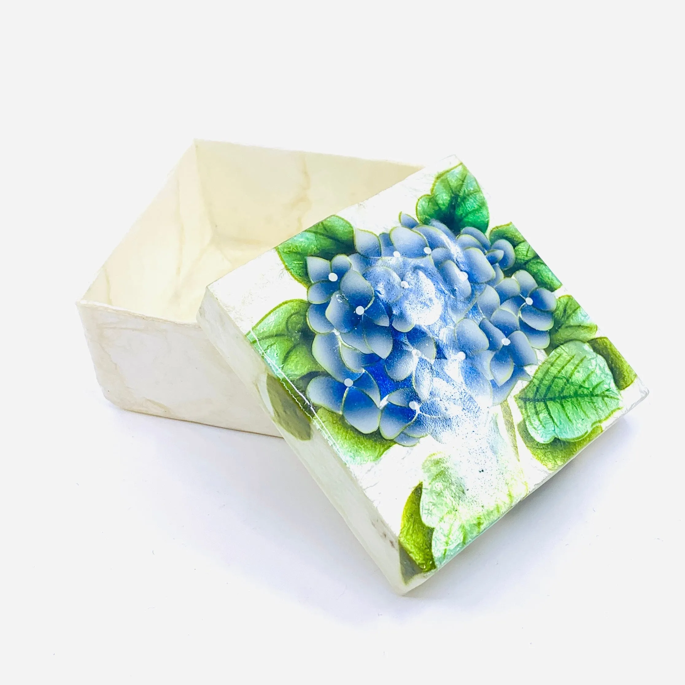 Capiz Shell Trinket Box 21, Hydrangea