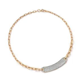 CARRINGTON 18K GOLD AND ALL DIAMOND OFF CENTERED ID BAR NECKLACE