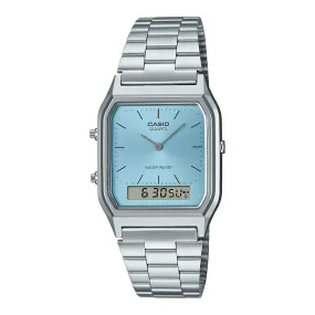 Casio Vintage Dual Ice Blue Dial Unisex Watch | AQ-230A-2A1MQYDF