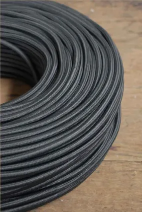 Charcoal Braided Light Cord - 3 Core Insulated Cable