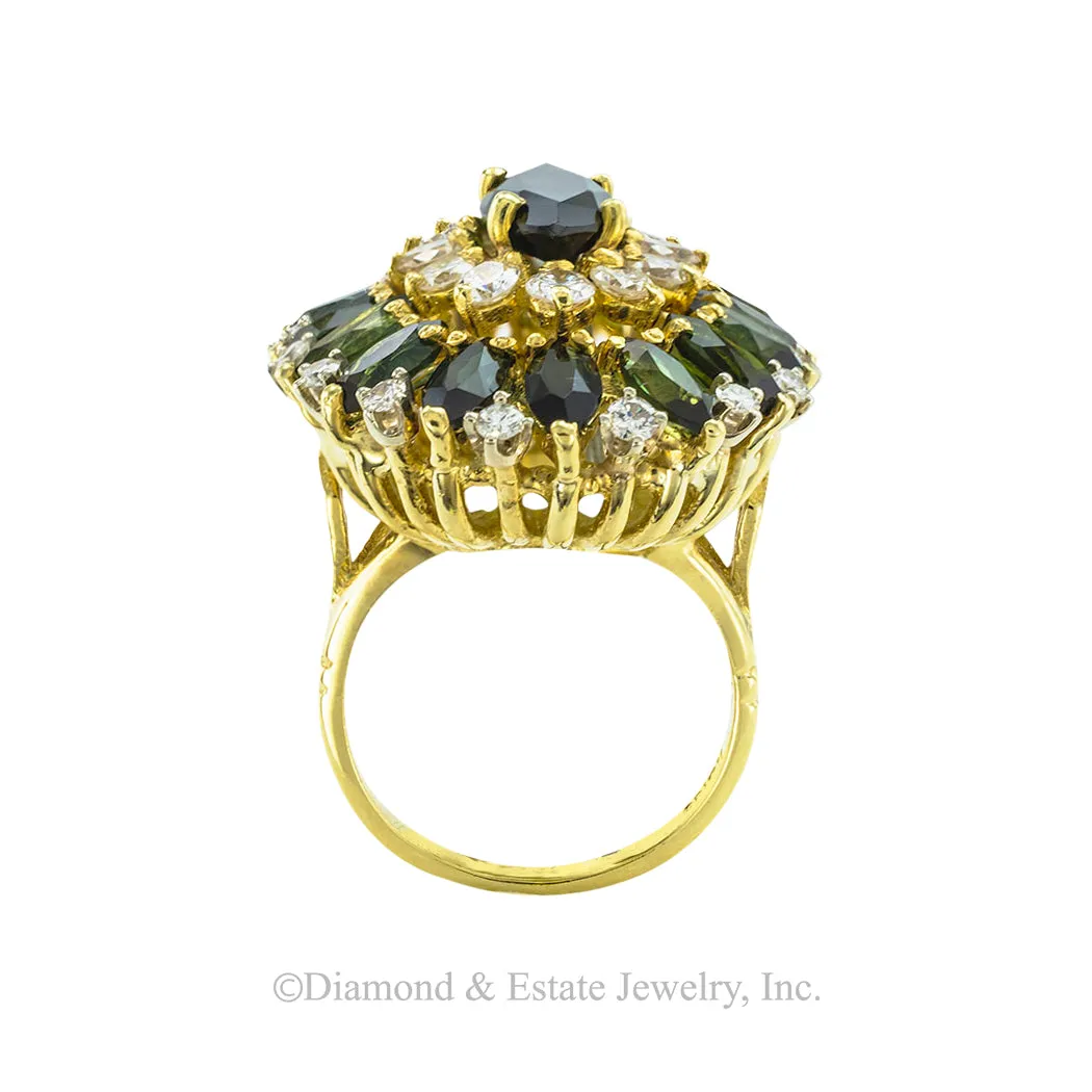 Cindy Royce Green Tourmaline Diamond Yellow Gold Cocktail Ring