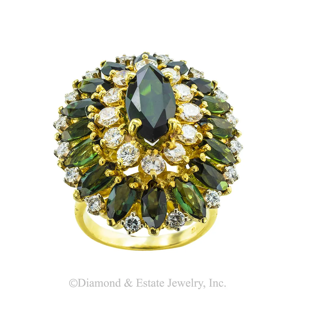 Cindy Royce Green Tourmaline Diamond Yellow Gold Cocktail Ring