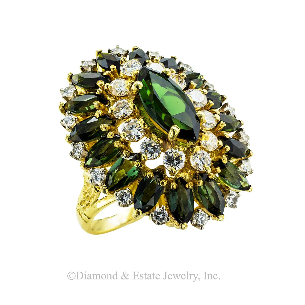 Cindy Royce Green Tourmaline Diamond Yellow Gold Cocktail Ring