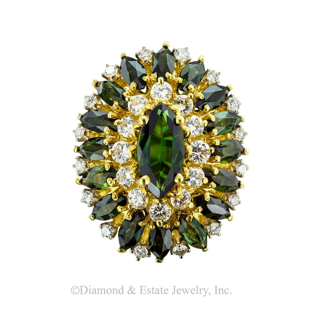 Cindy Royce Green Tourmaline Diamond Yellow Gold Cocktail Ring