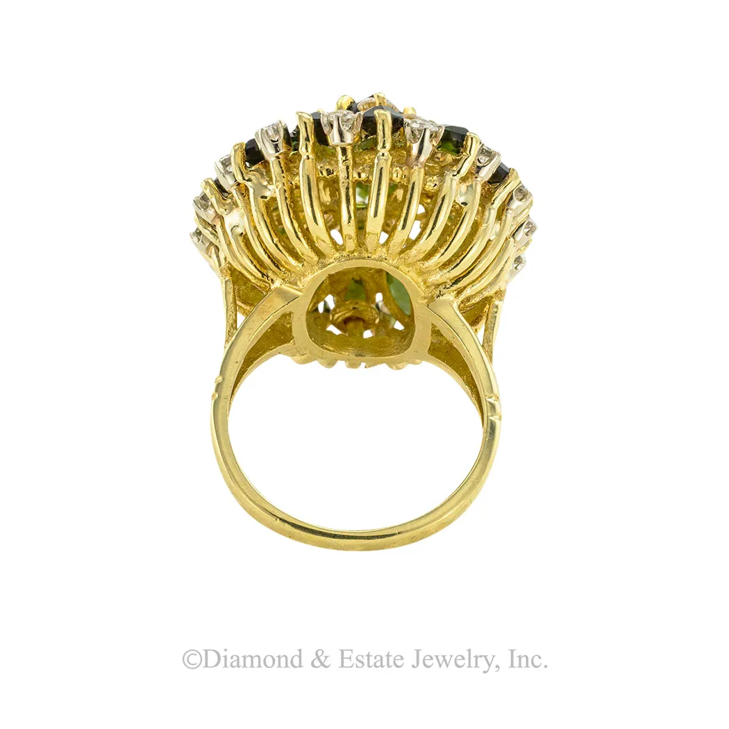 Cindy Royce Green Tourmaline Diamond Yellow Gold Cocktail Ring