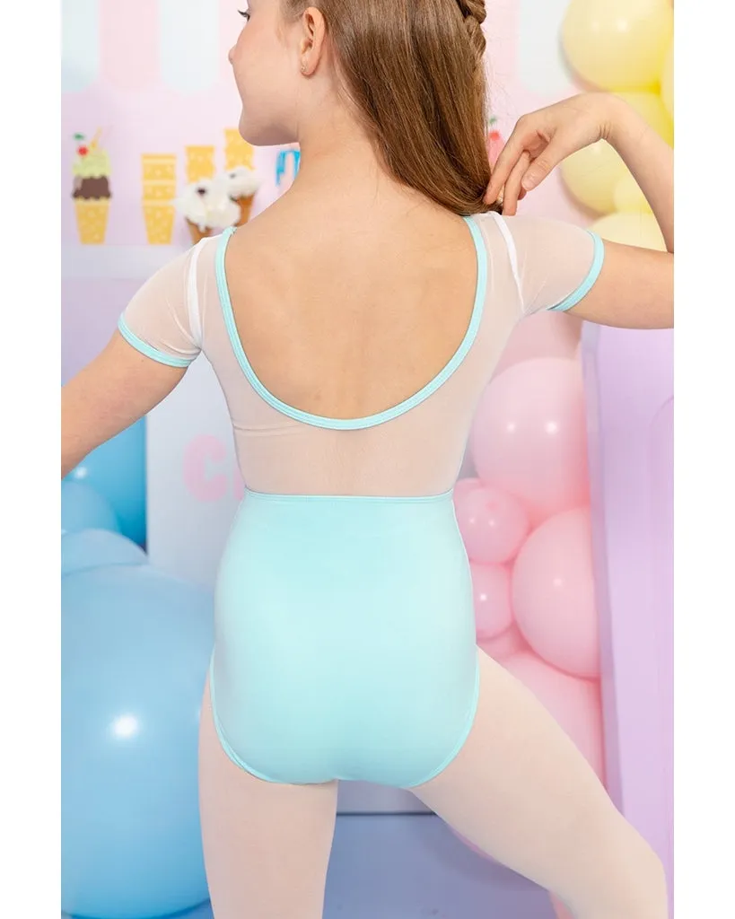 Claudia Dean World Sundae Ice Cream Collection Sweetheart Neckline Seamed Cap Sleeve Leotard - Women