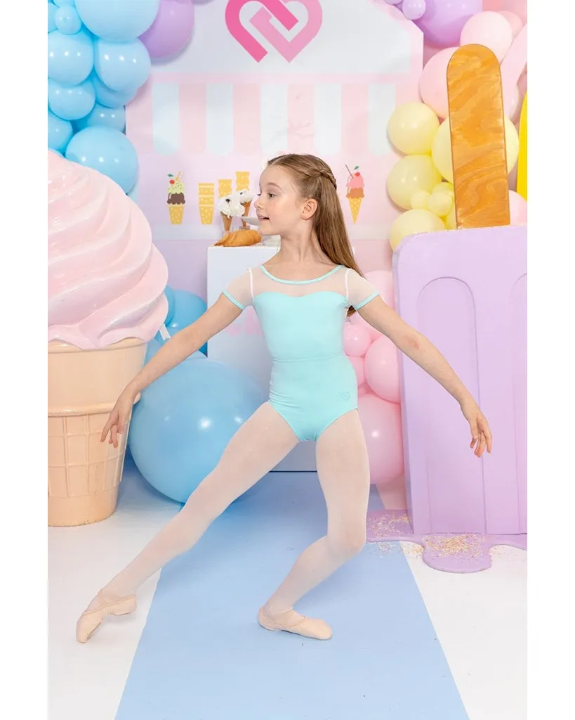 Claudia Dean World Sundae Ice Cream Collection Sweetheart Neckline Seamed Cap Sleeve Leotard - Women