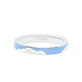 Cloud Ring, Blue Enamel, Silver