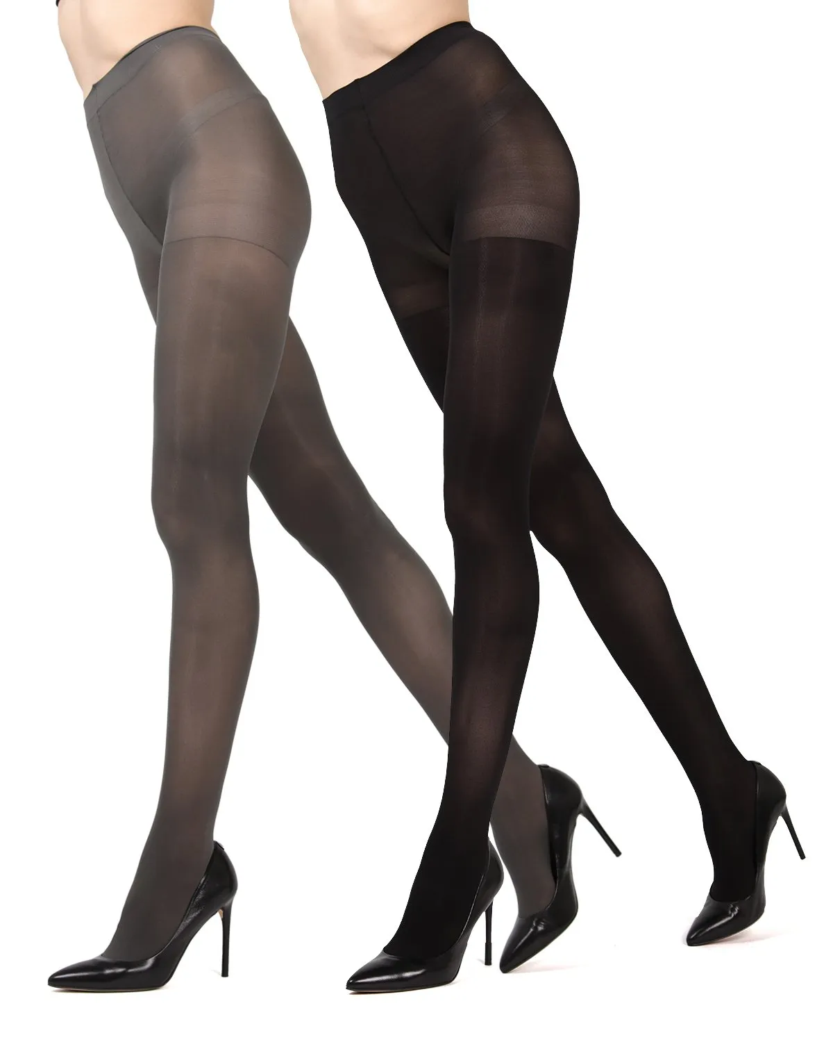 Control Top Solid Microfiber Tights 2 Pack