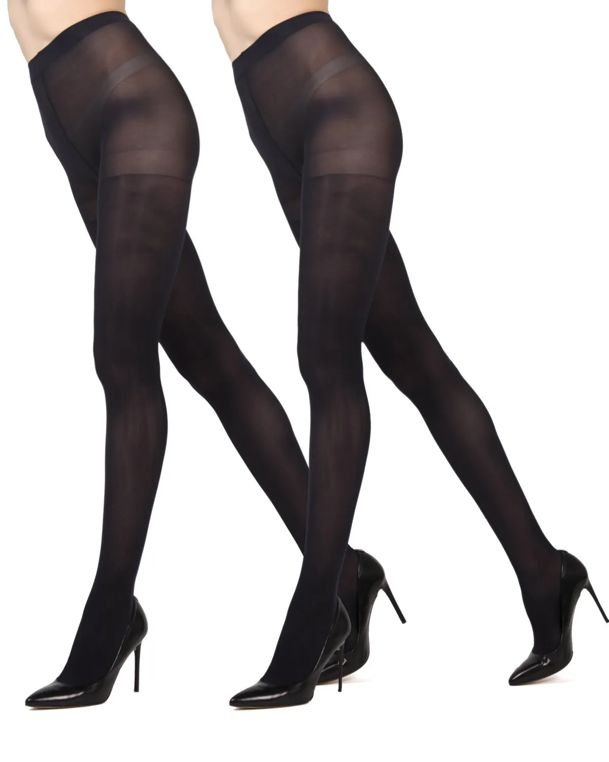 Control Top Solid Microfiber Tights 2 Pack