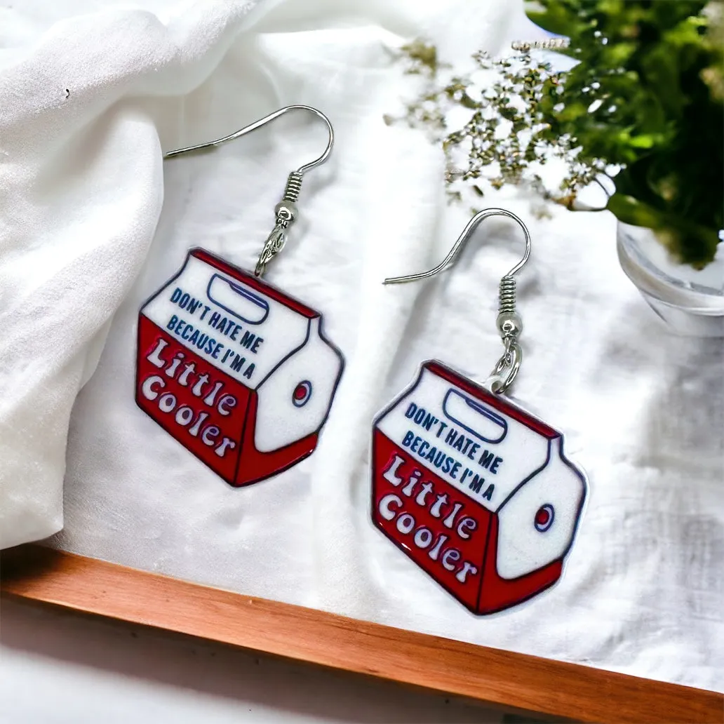 Cooler Earrings - Handmade Earrings, Ice Chest, Funny Earrings, A Little Cooler