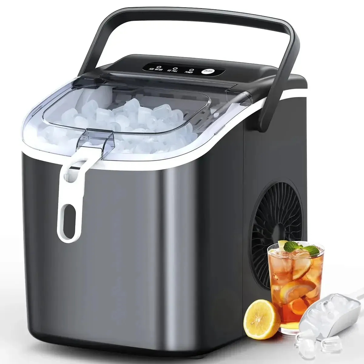 COWSAR Nugget Ice Maker Countertop, Chewable Pebble Ice 34Lbs/26.5LbsPer Day, Crunchy Pellet Ice Cubes Maker Machine