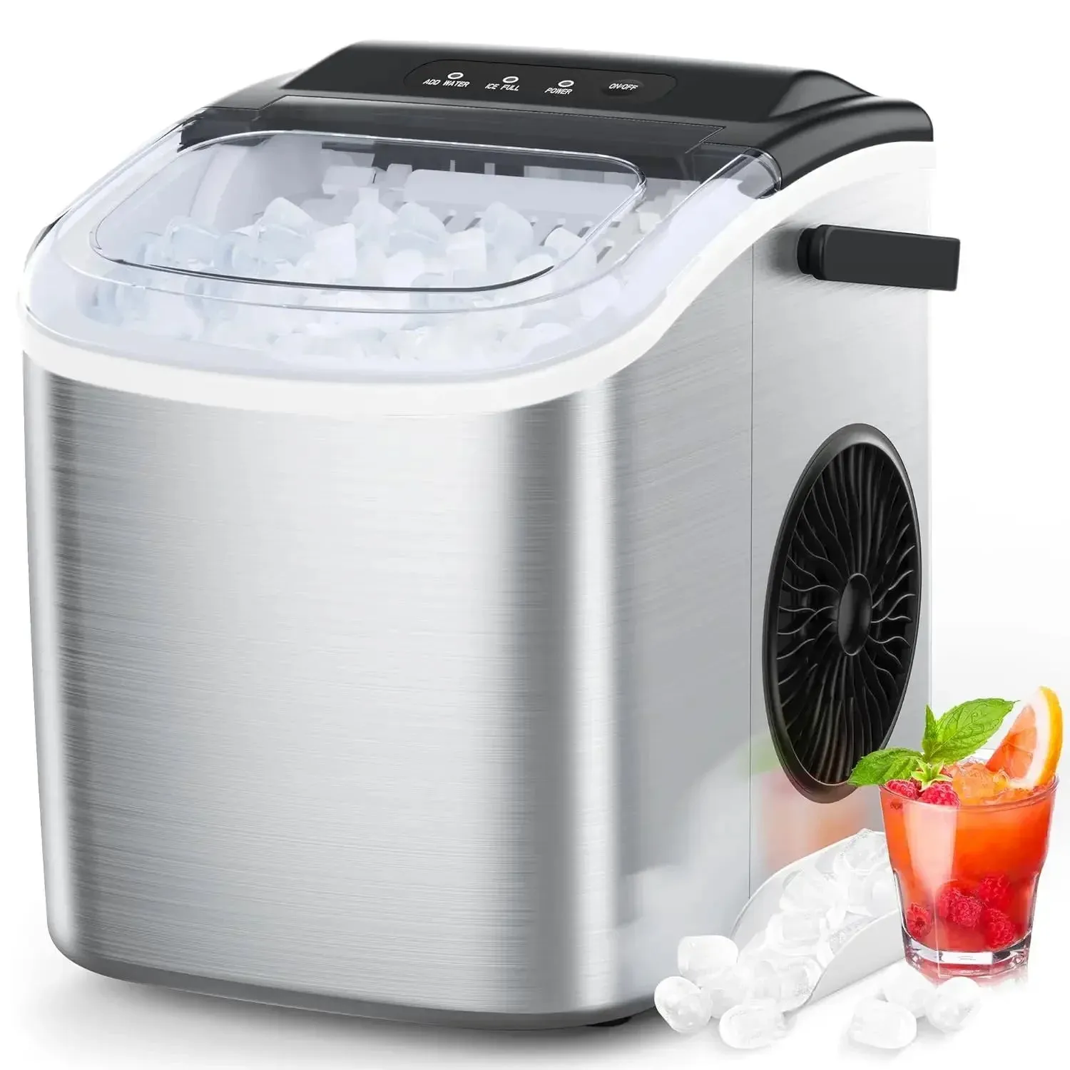 COWSAR Nugget Ice Maker Countertop, Chewable Pebble Ice 34Lbs/26.5LbsPer Day, Crunchy Pellet Ice Cubes Maker Machine