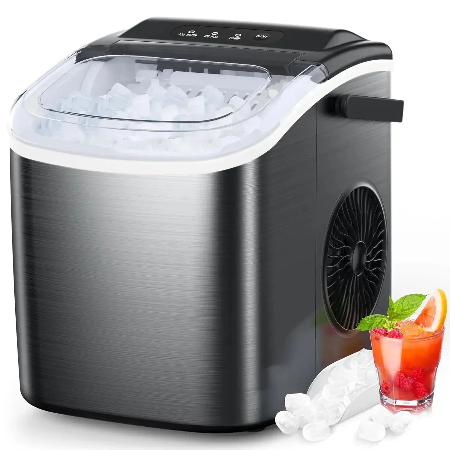 COWSAR Nugget Ice Maker Countertop, Chewable Pebble Ice 34Lbs/26.5LbsPer Day, Crunchy Pellet Ice Cubes Maker Machine