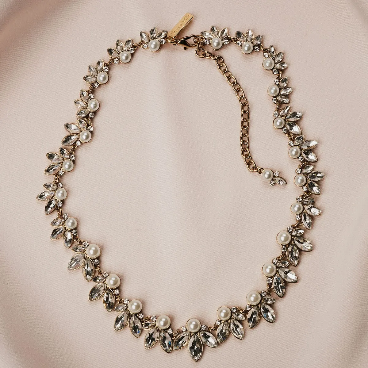 Crystal & Pearl Set: Vintage Style Crystal Necklace With Matching Pearl Studs- £12 Gift Box Is Free