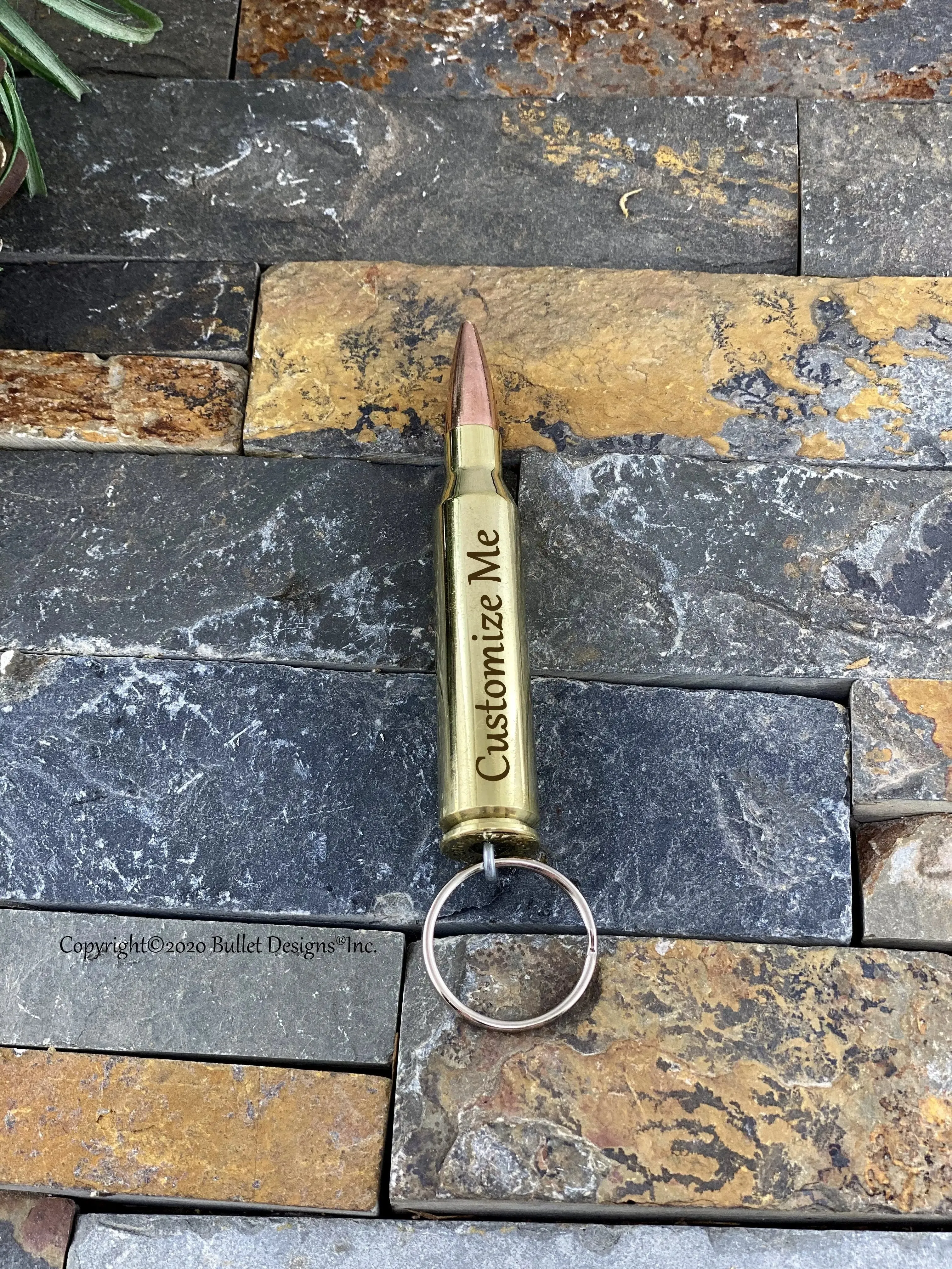 Custom Engraved Brass Bullet Keychain, DARK PERMANENT ENGRAVING, 338 Lapua Bullet, Personalized Keyring