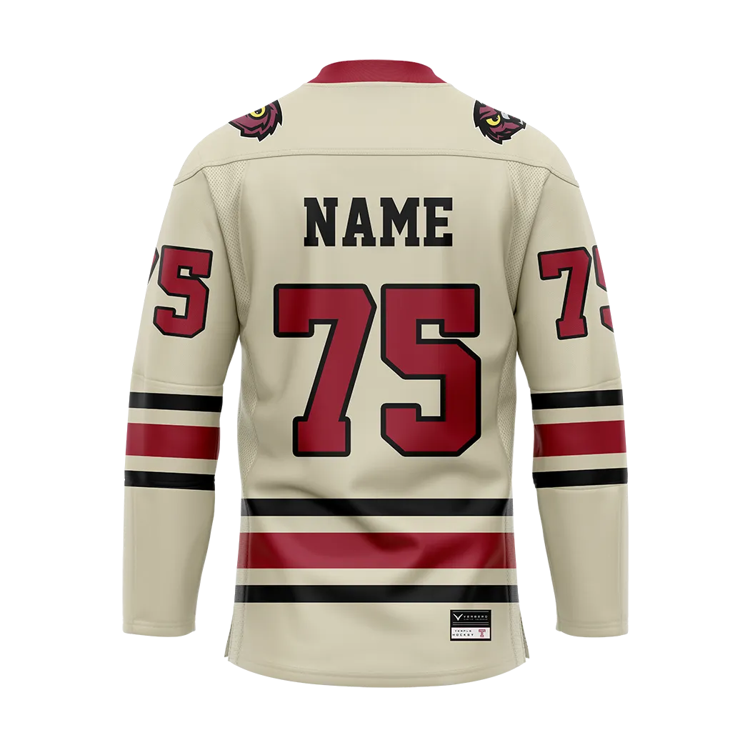 Custom Temple Ice Hockey Cream Replica Sublimated Jersey