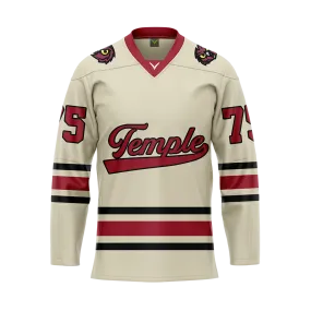 Custom Temple Ice Hockey Cream Replica Sublimated Jersey