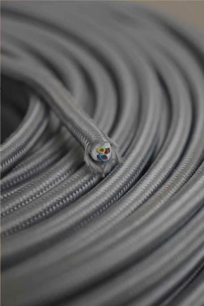 Dark Grey Braided Light Cord - 3 Core Insulated Cable