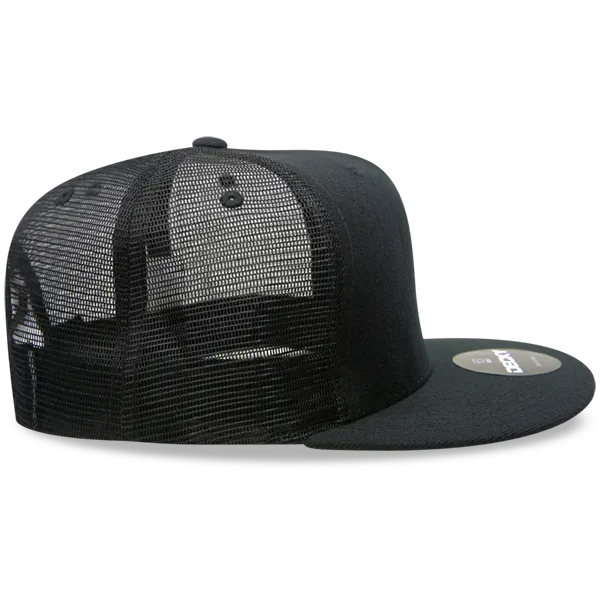 Decky 1063 5 Panel Trucker Cap, Snapback Flat Bill Hat