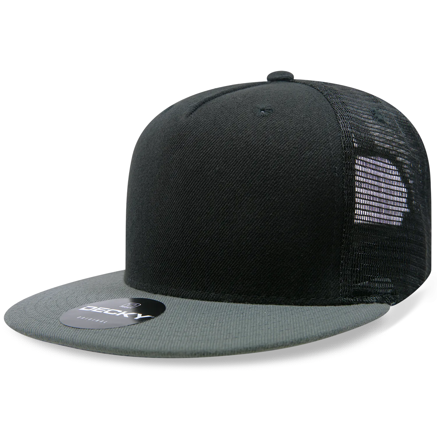 Decky 1063 5 Panel Trucker Cap, Snapback Flat Bill Hat