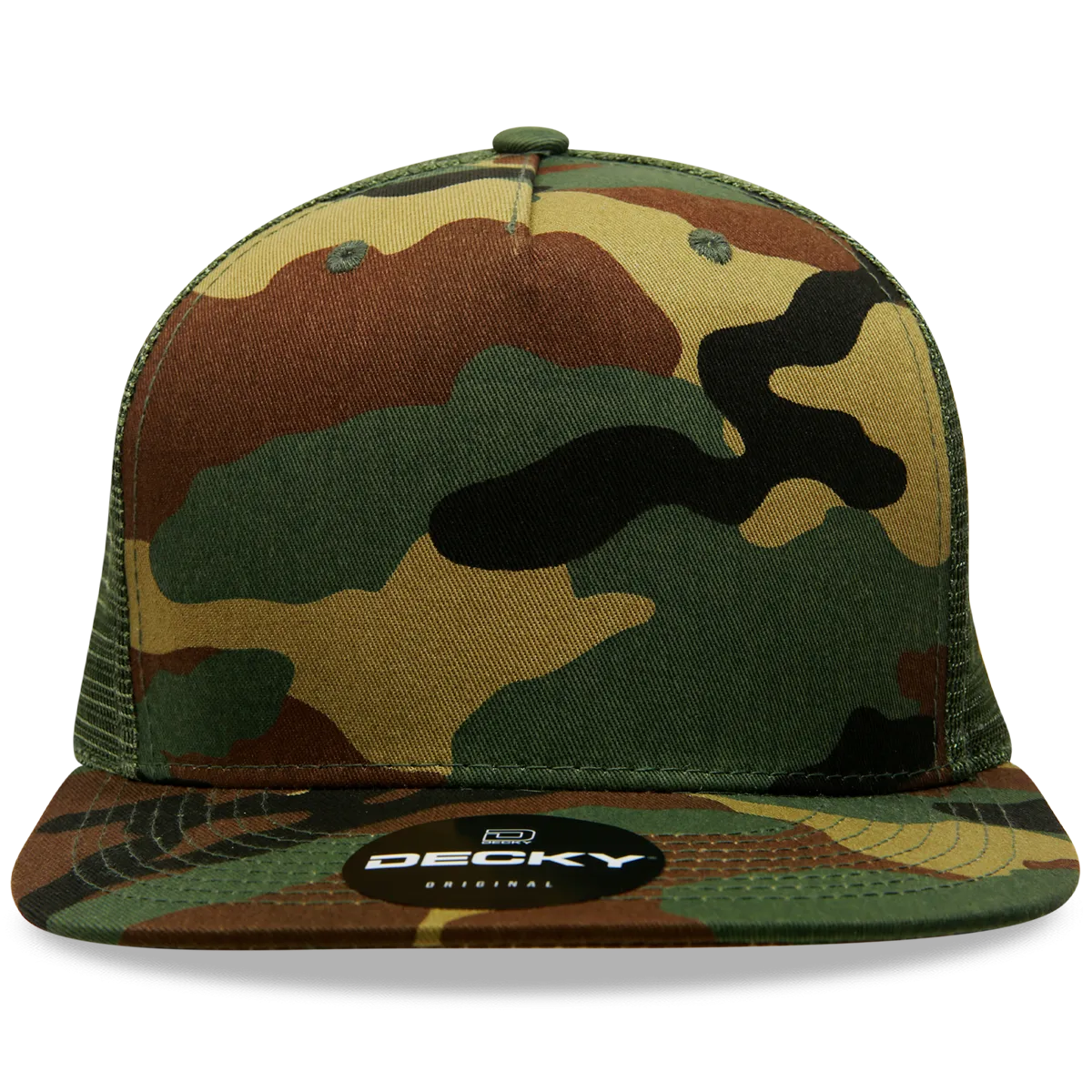 Decky 1063 5 Panel Trucker Cap, Snapback Flat Bill Hat