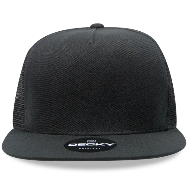 Decky 1063 5 Panel Trucker Cap, Snapback Flat Bill Hat