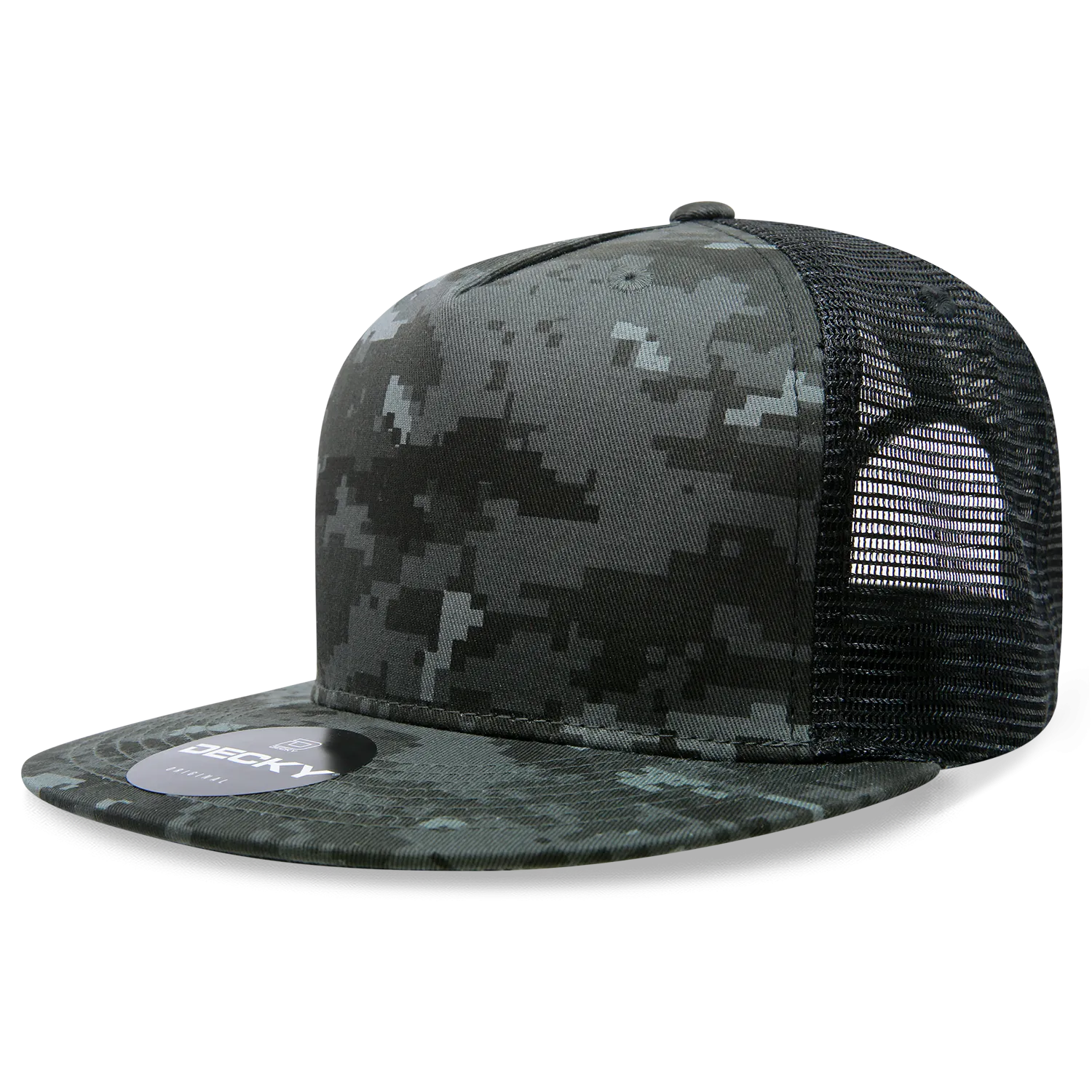 Decky 1063 5 Panel Trucker Cap, Snapback Flat Bill Hat