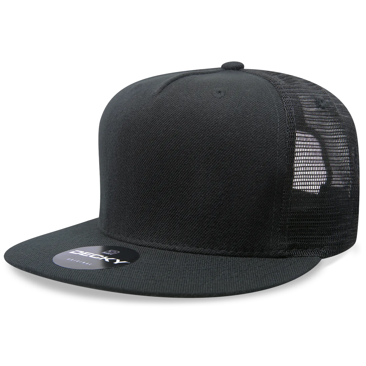 Decky 1063 5 Panel Trucker Cap, Snapback Flat Bill Hat