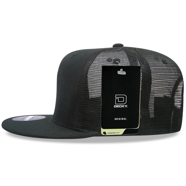 Decky 1063 5 Panel Trucker Cap, Snapback Flat Bill Hat