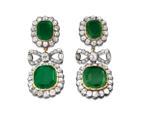 Edwardian Colombian Emerald Earrings, 13.00 Carats