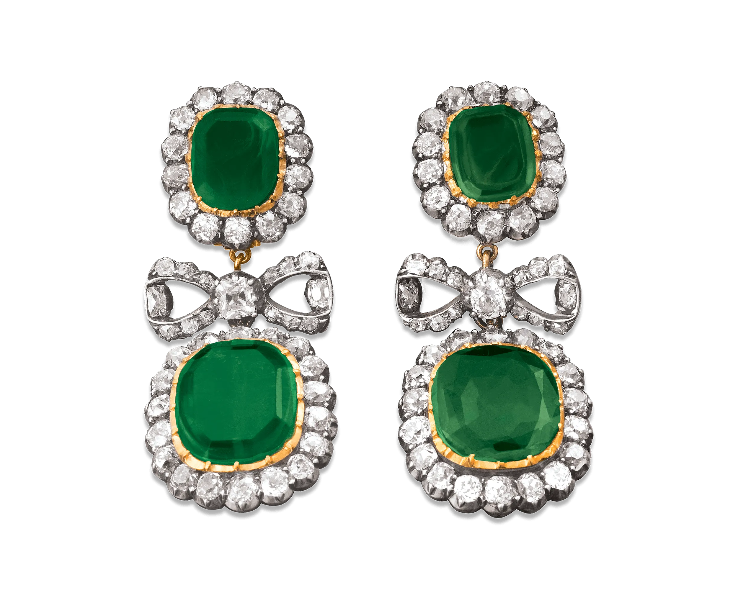 Edwardian Colombian Emerald Earrings, 13.00 Carats