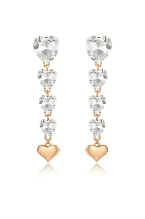 Falling Crystal Love Heart Drop Earrings