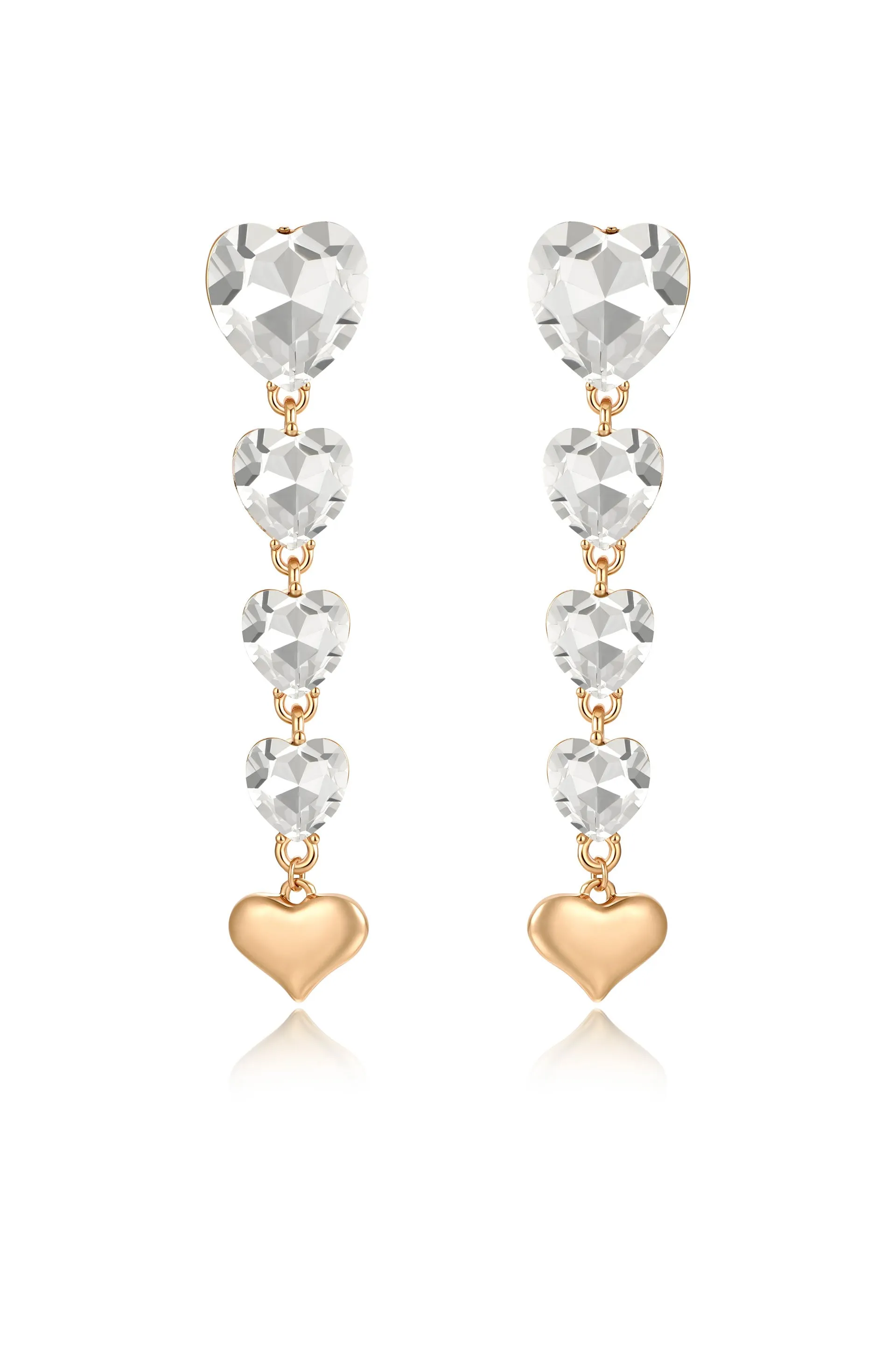 Falling Crystal Love Heart Drop Earrings