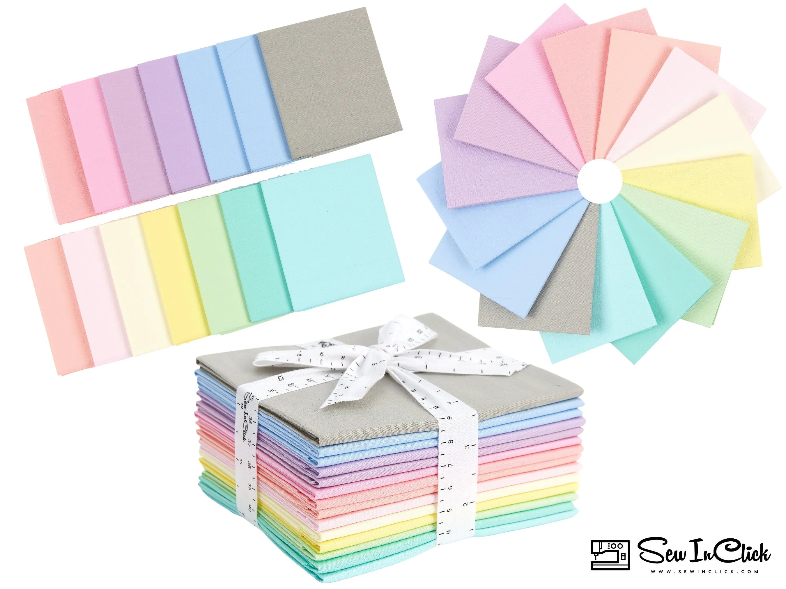 Fat Quarter Bundle -100% Cotton | Pastel Mix l Mix - 14 Colors | Quilting & Crafting Fabric |Special Gift