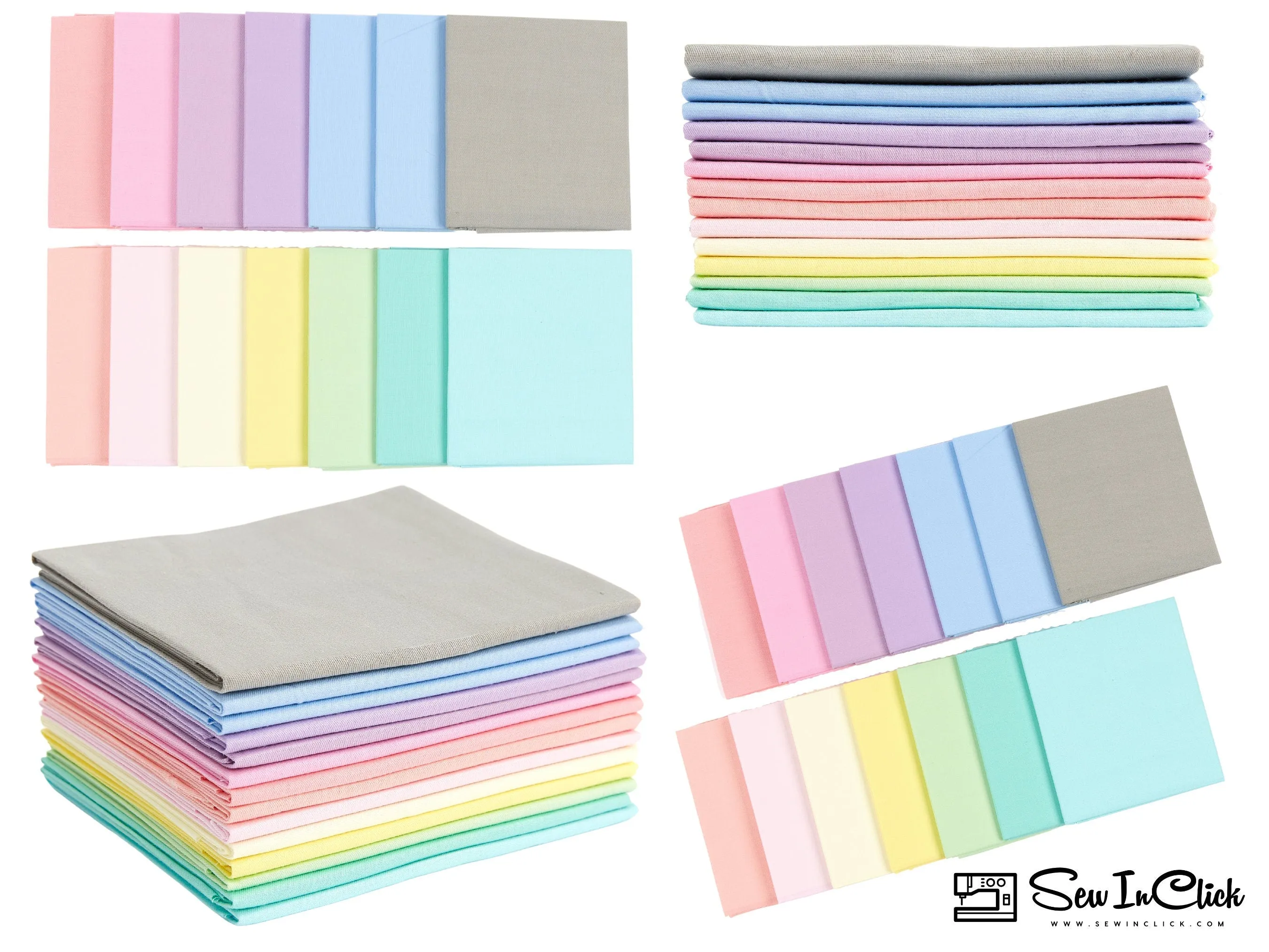 Fat Quarter Bundle -100% Cotton | Pastel Mix l Mix - 14 Colors | Quilting & Crafting Fabric |Special Gift