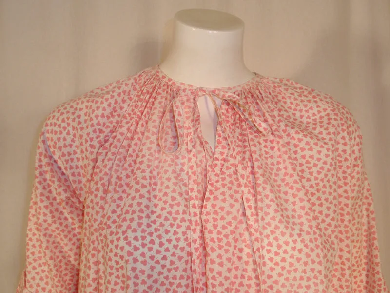 GEOFFREY BEENE 1970s Pink and White Clover Print Pattern Day Dress