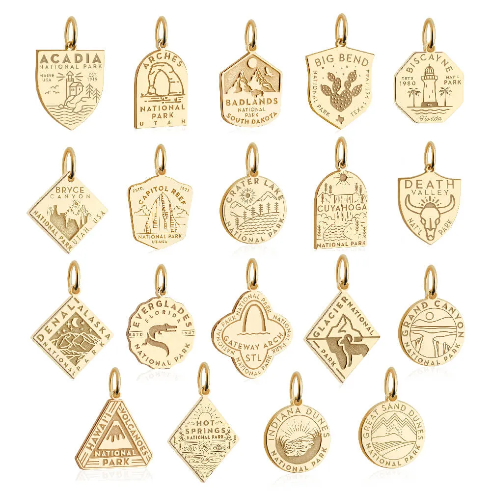 Glacier National Park Charm, Solid Gold