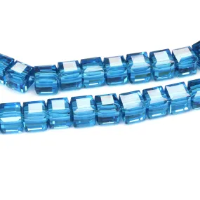 Glass Cube Teal 6mm - 1 string